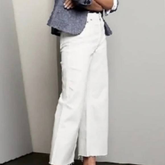 Banana Republic White High Rise Wide Leg Crop Premium Denim Size 26 - Picture 13 of 14